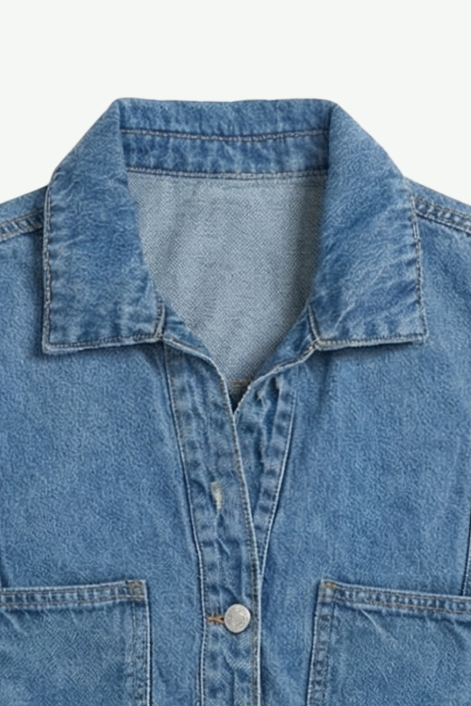 Light Blue Relaxed Fit Crop Denim Shirt - Hustle N Holla