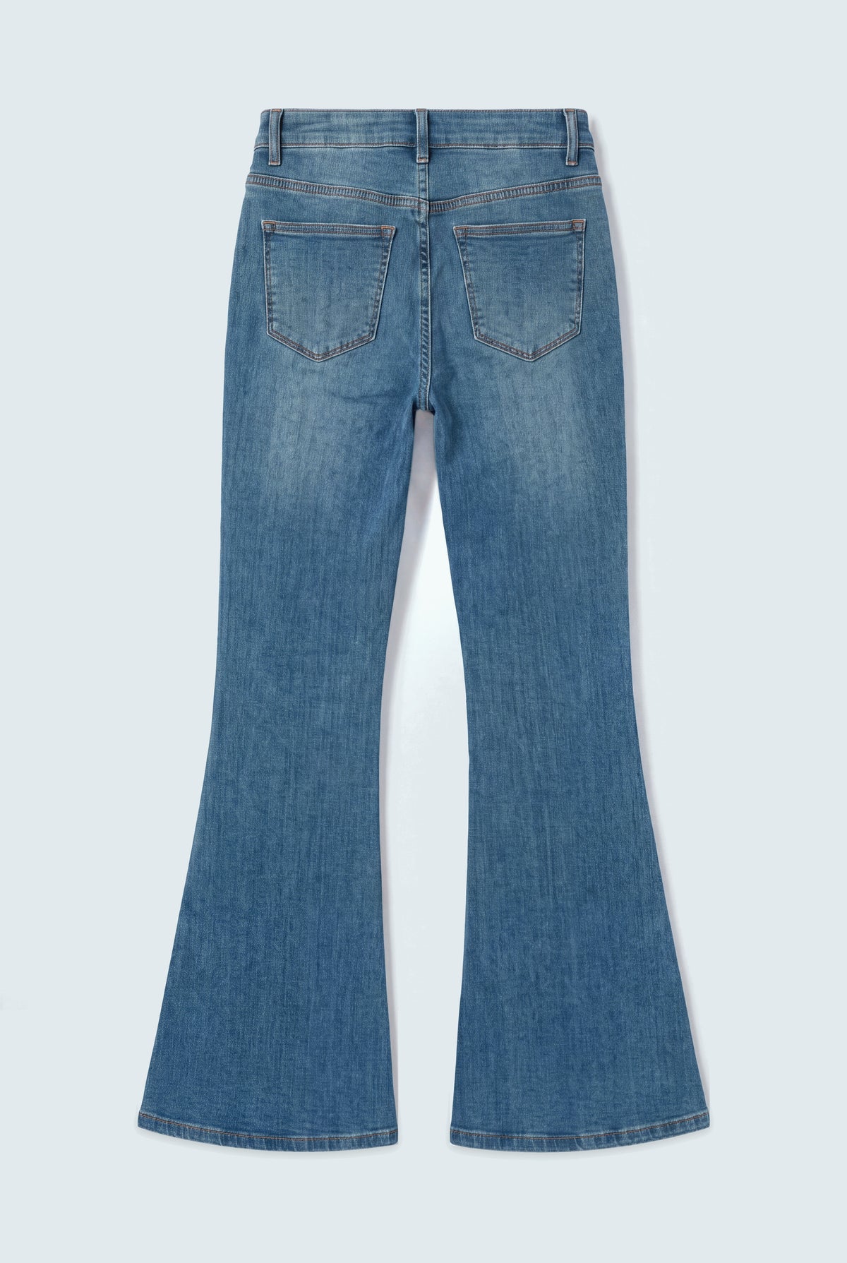 TUMMY SHAPER Mid Blue High Rise Flared Jeans - Hustle N Holla