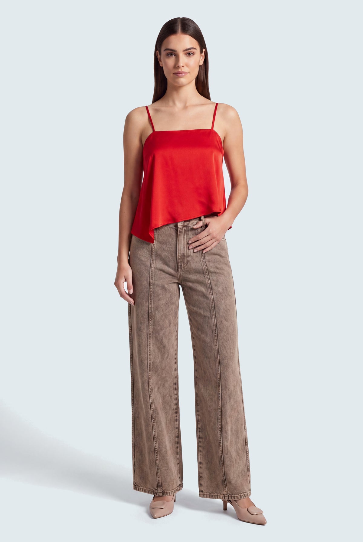 Vintage Acid Wash Panelled Wide Leg Jeans - Hustle N Holla