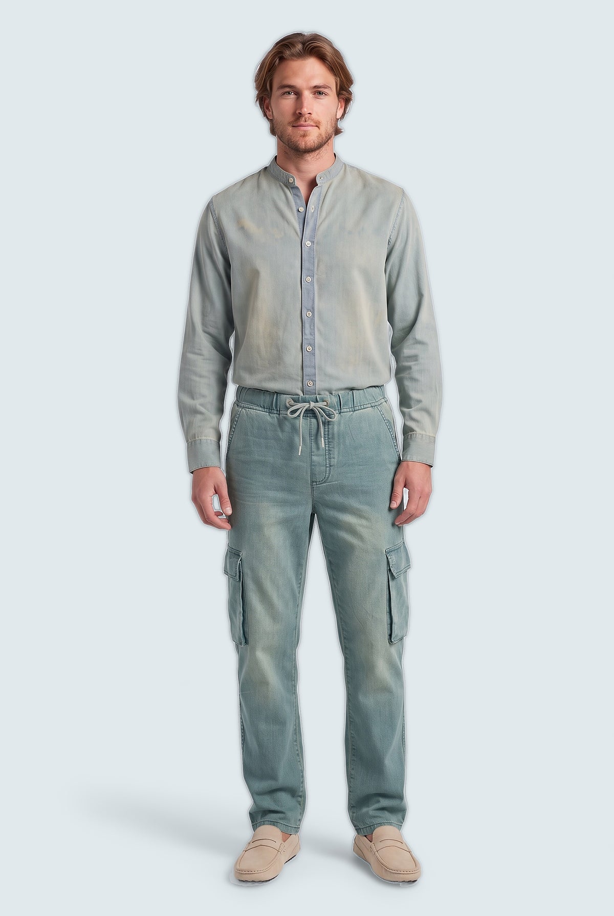 Vintage Wash Straight Fit Cargo Pants - Front View - Hustle N Holla