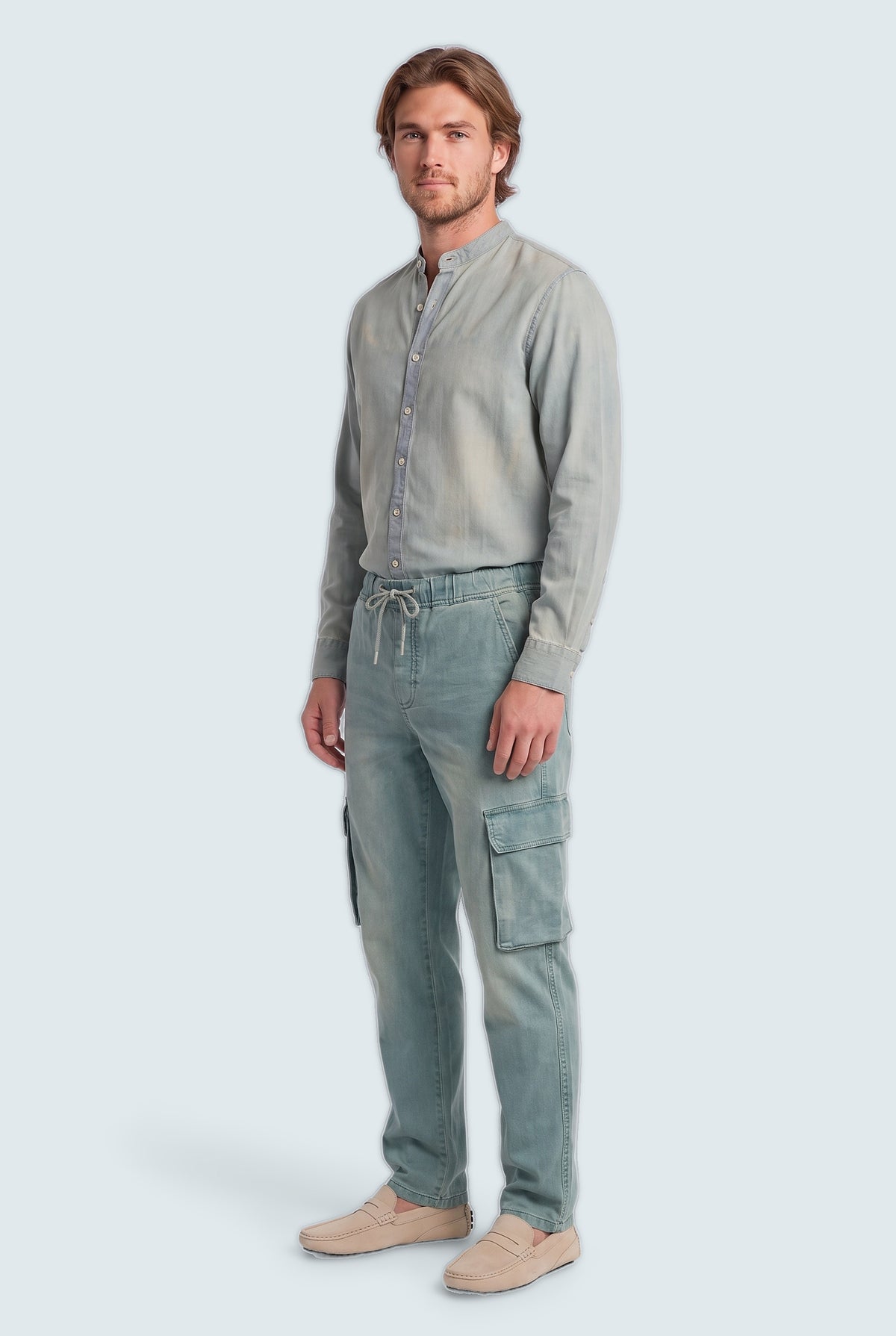 Vintage Wash Straight Fit Cargo Pants - Front View - Hustle N Holla