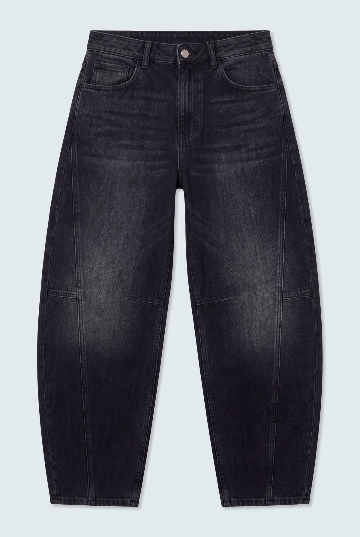 Washed Black Mid Rise Barrel Jeans - Hustle N Holla