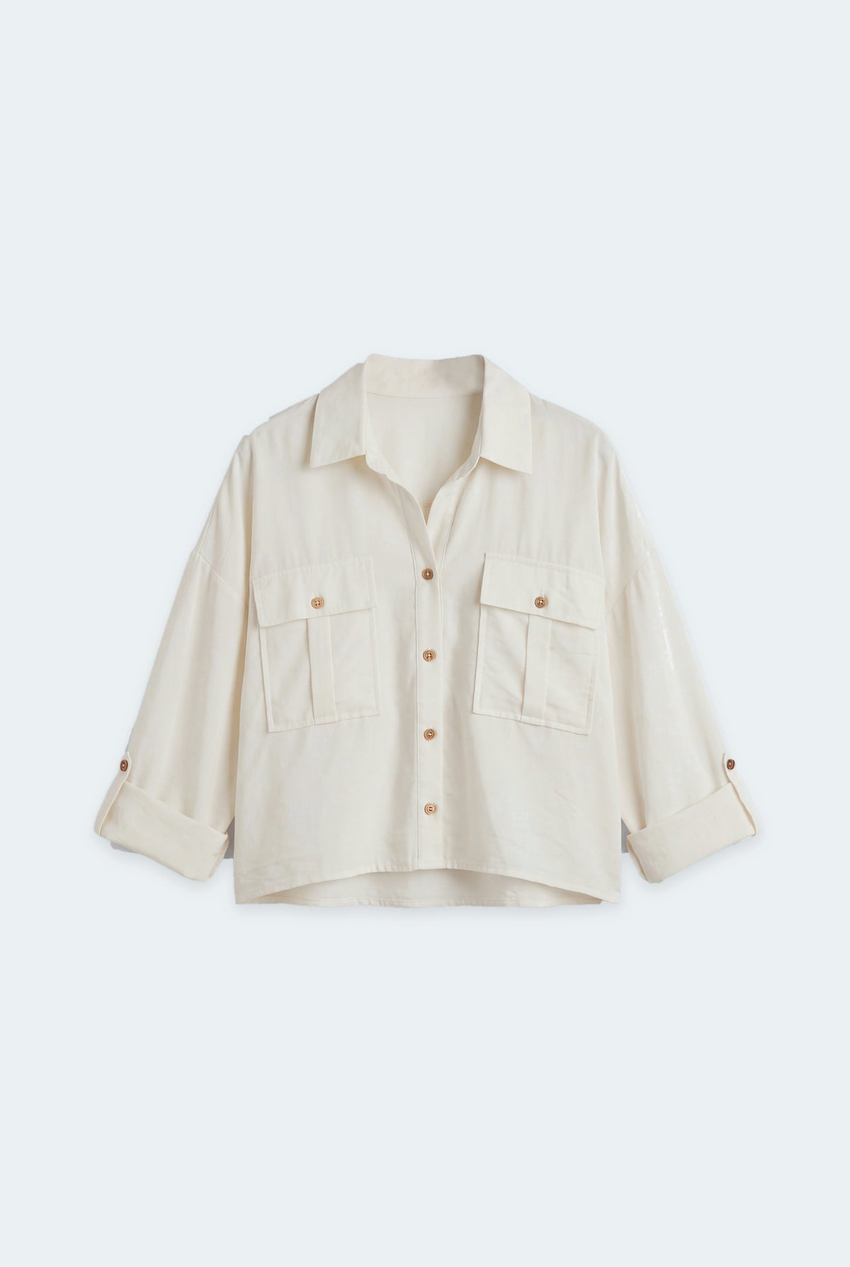 White Cotton Relaxed Fit Crop Button Down Shirt - Hustle N Holla