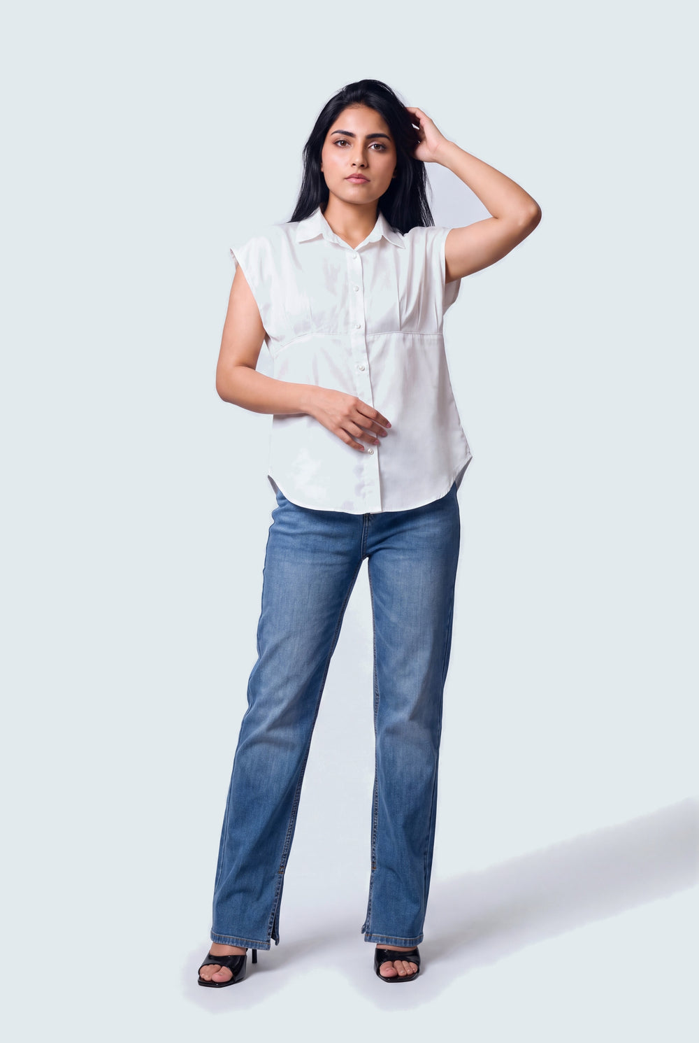 White Cotton Relaxed Fit Peplum Shirt - Hustle N Holla