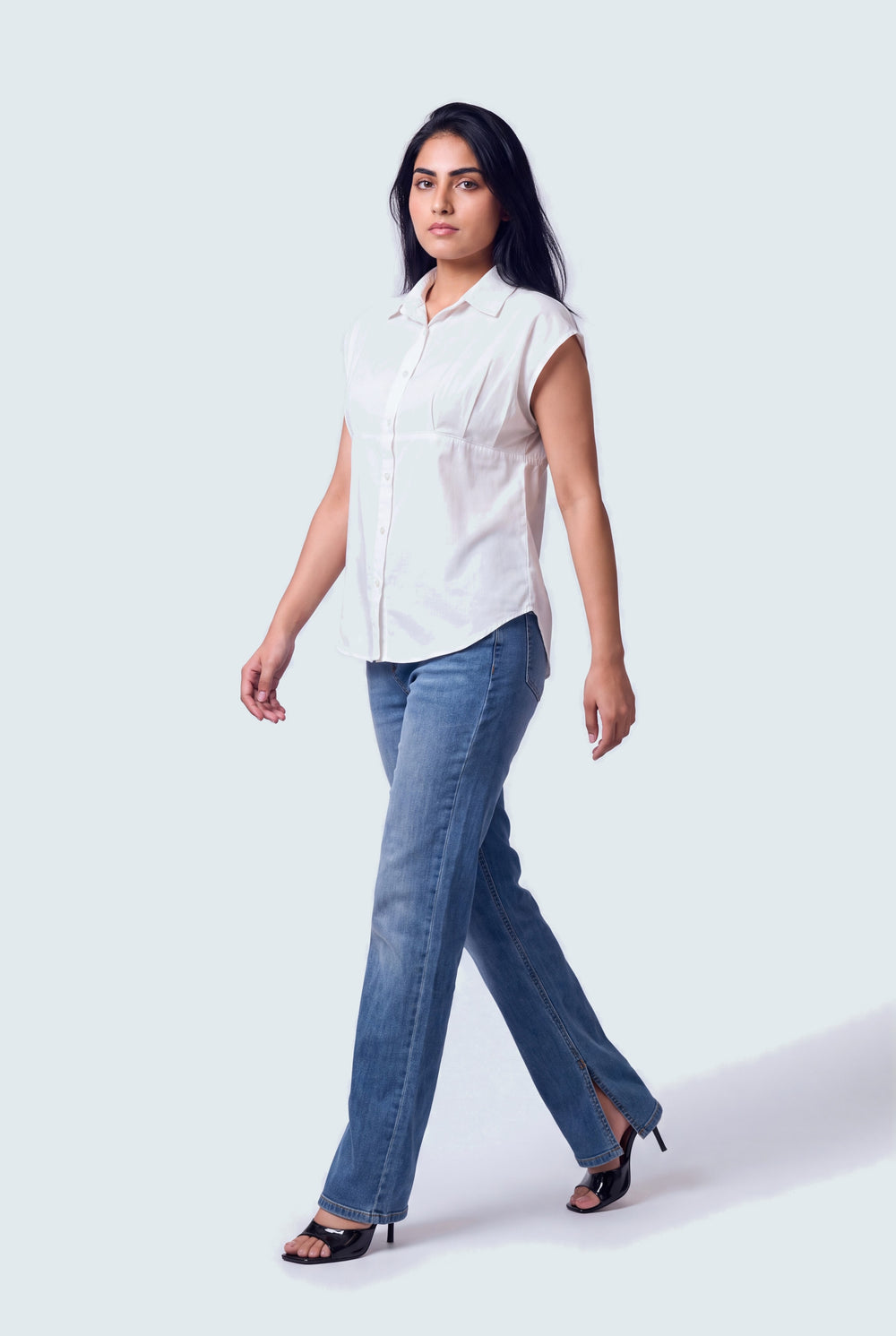 White Cotton Relaxed Fit Peplum Shirt - Hustle N Holla