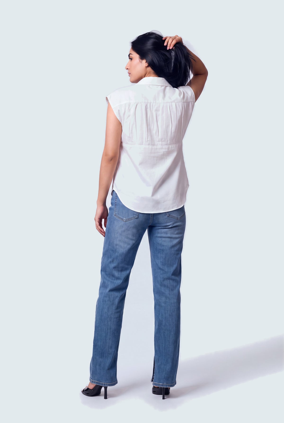 White Cotton Relaxed Fit Peplum Shirt - Hustle N Holla