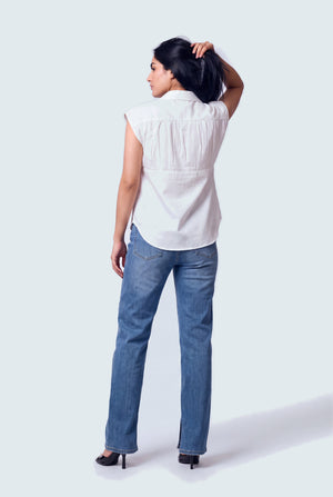 White Cotton Relaxed Fit Peplum Shirt - Hustle N Holla