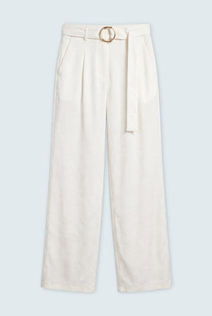 White Pearl Textured Wide Leg Tailored Trousers - Front Flat Lay - Hustle N Holla