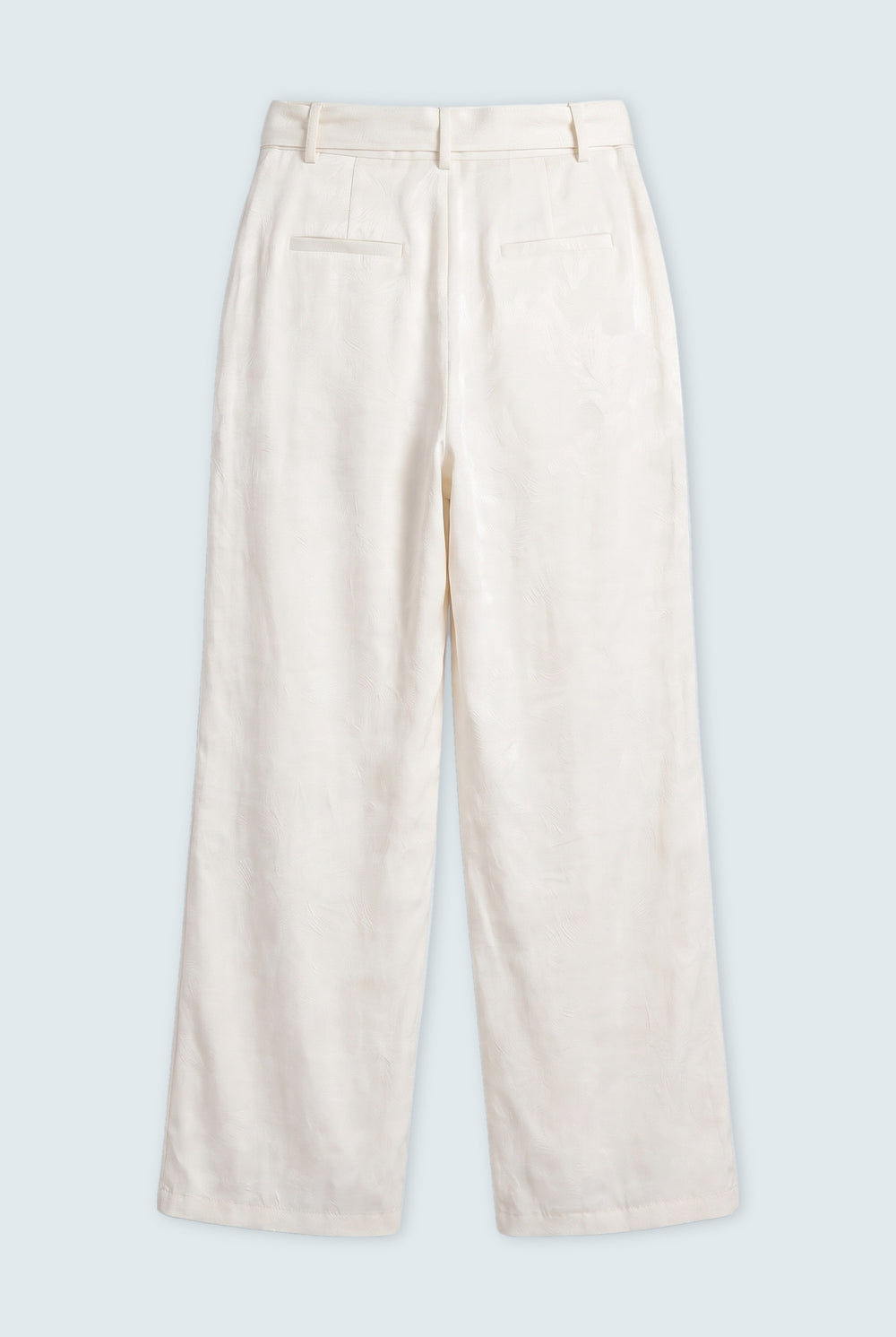 White Pearl Textured Wide Leg Tailored Trousers - Back Flat Lay - Hustle N Holla