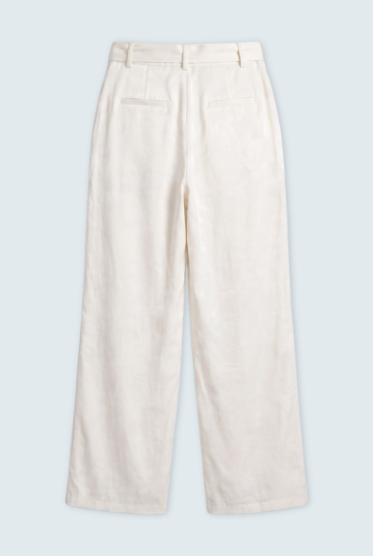 White Pearl Textured Wide Leg Tailored Trousers - Back Flat Lay - Hustle N Holla