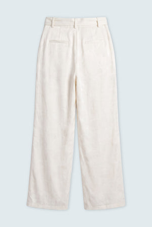 White Pearl Textured Wide Leg Tailored Trousers - Back Flat Lay - Hustle N Holla