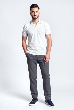 White Polo With Contrast Collar Detail - Hustle N Holla