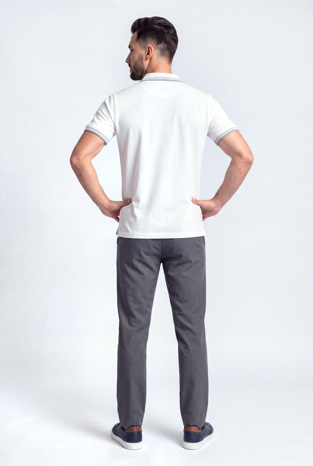 White Polo With Contrast Collar Detail - Hustle N Holla