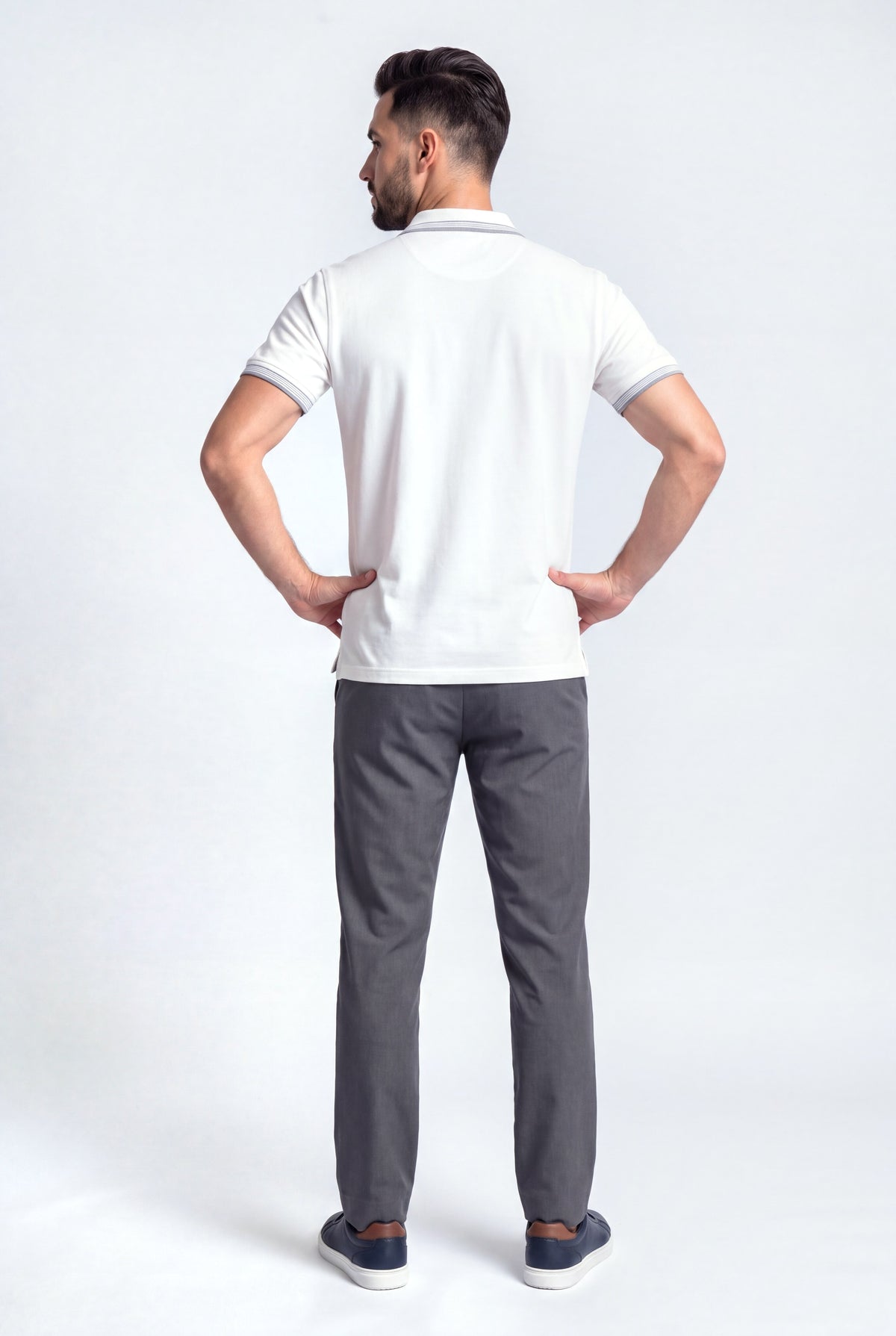 White Polo With Contrast Collar Detail - Hustle N Holla