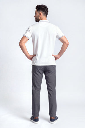 White Polo With Contrast Collar Detail - Hustle N Holla