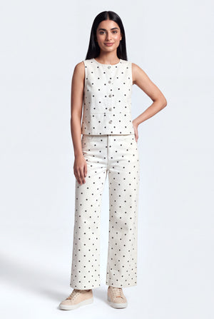 White Relaxed Fit Printed Denim Vest - Hustle N Holla