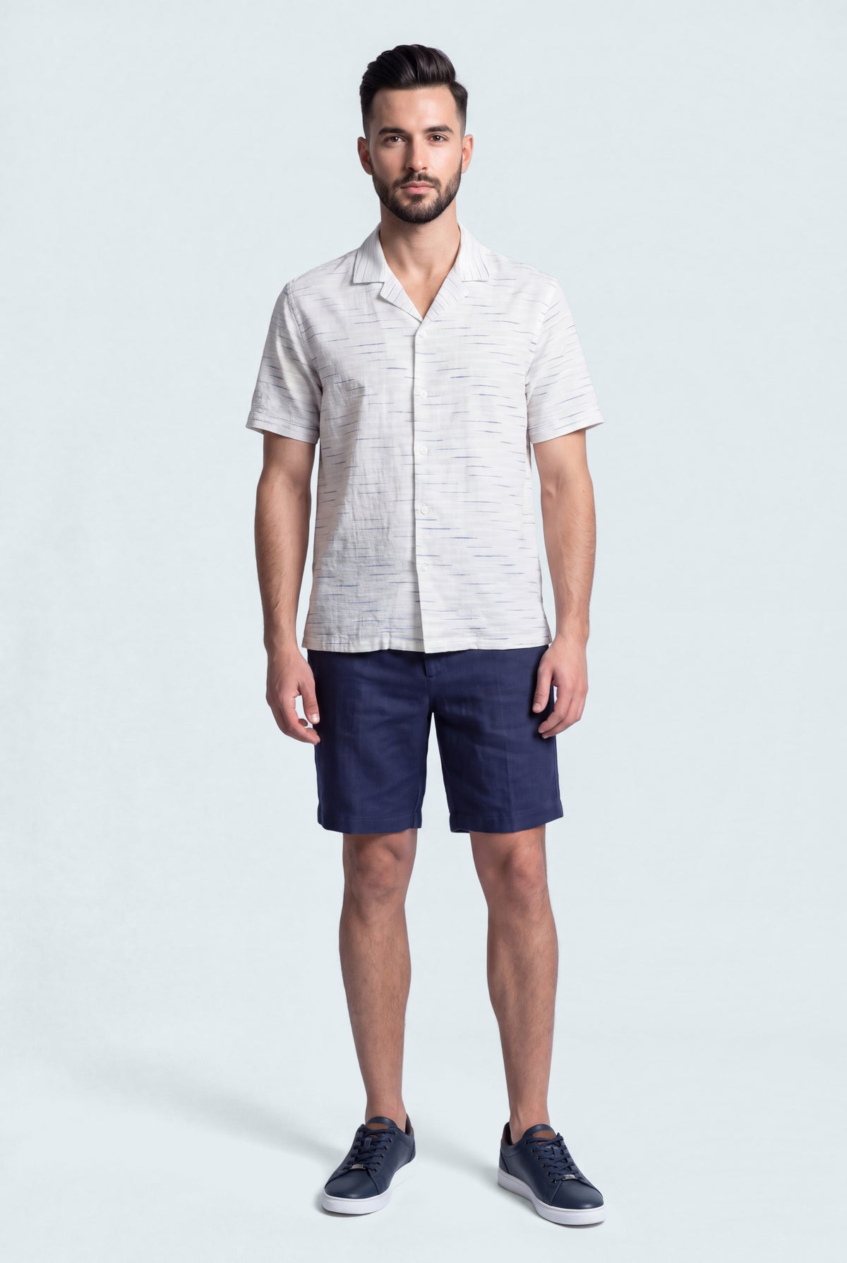 White Textured Loose Fit Cotton Shirt - Front View - Hustle N Holla