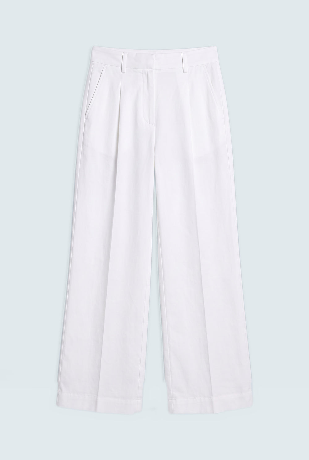White Wide Leg Trousers - Front Flat Lay - Hustle N Holla