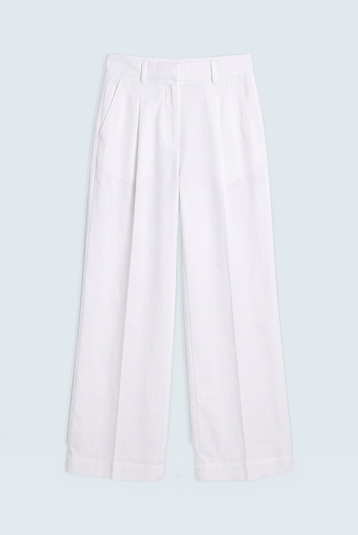 White Wide Leg Trousers - Front Flat Lay - Hustle N Holla