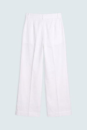 White Wide Leg Trousers - Back Flat Lay - Hustle N Holla
