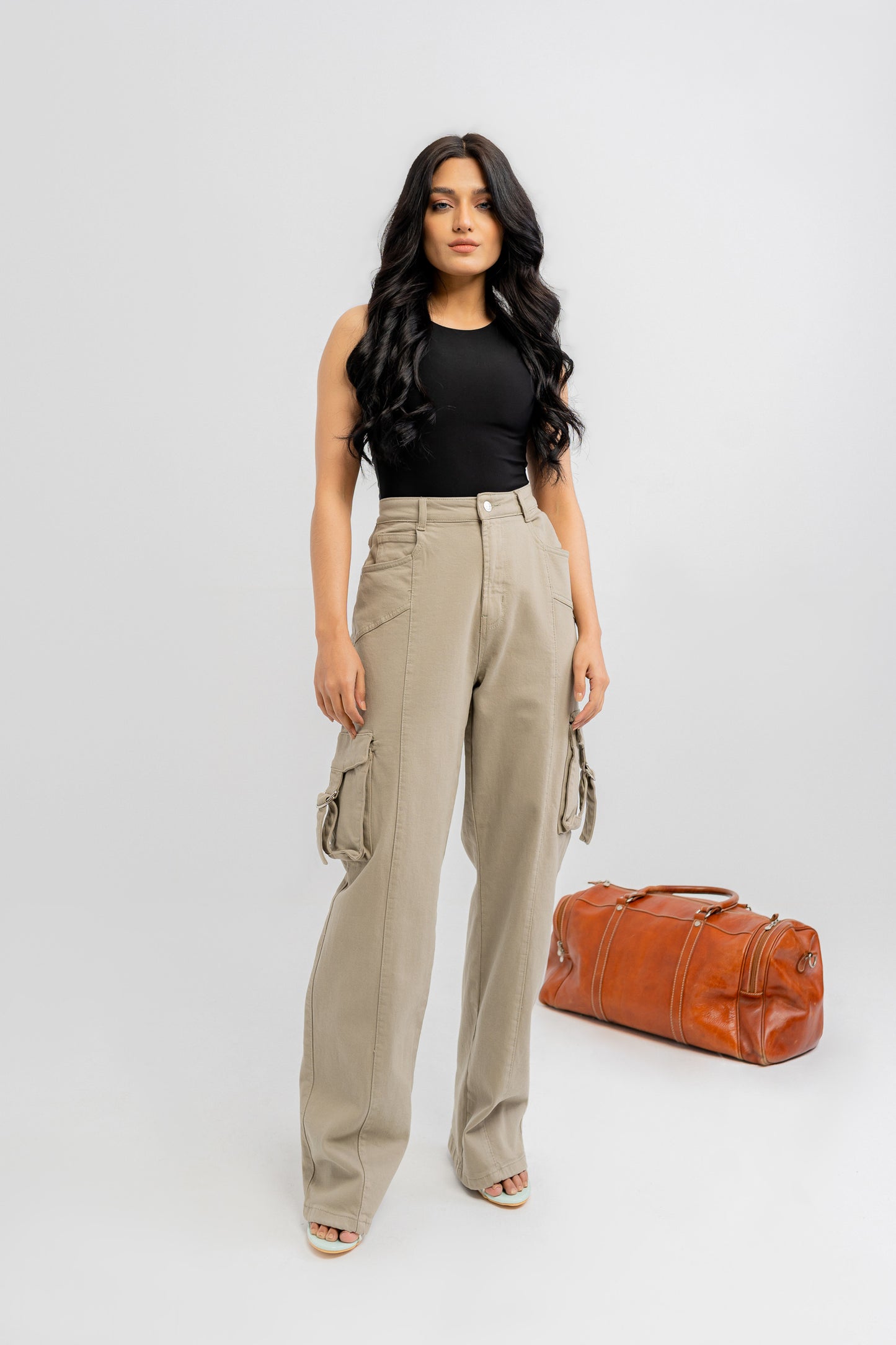Khaki Green Cargo Minor Fault Jeans - Hustle N Holla
