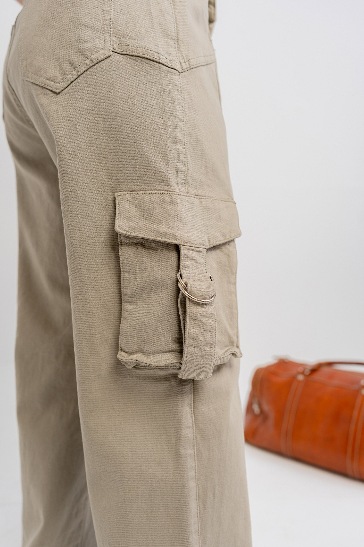 Khaki Green Cargo Minor Fault Jeans - Hustle N Holla