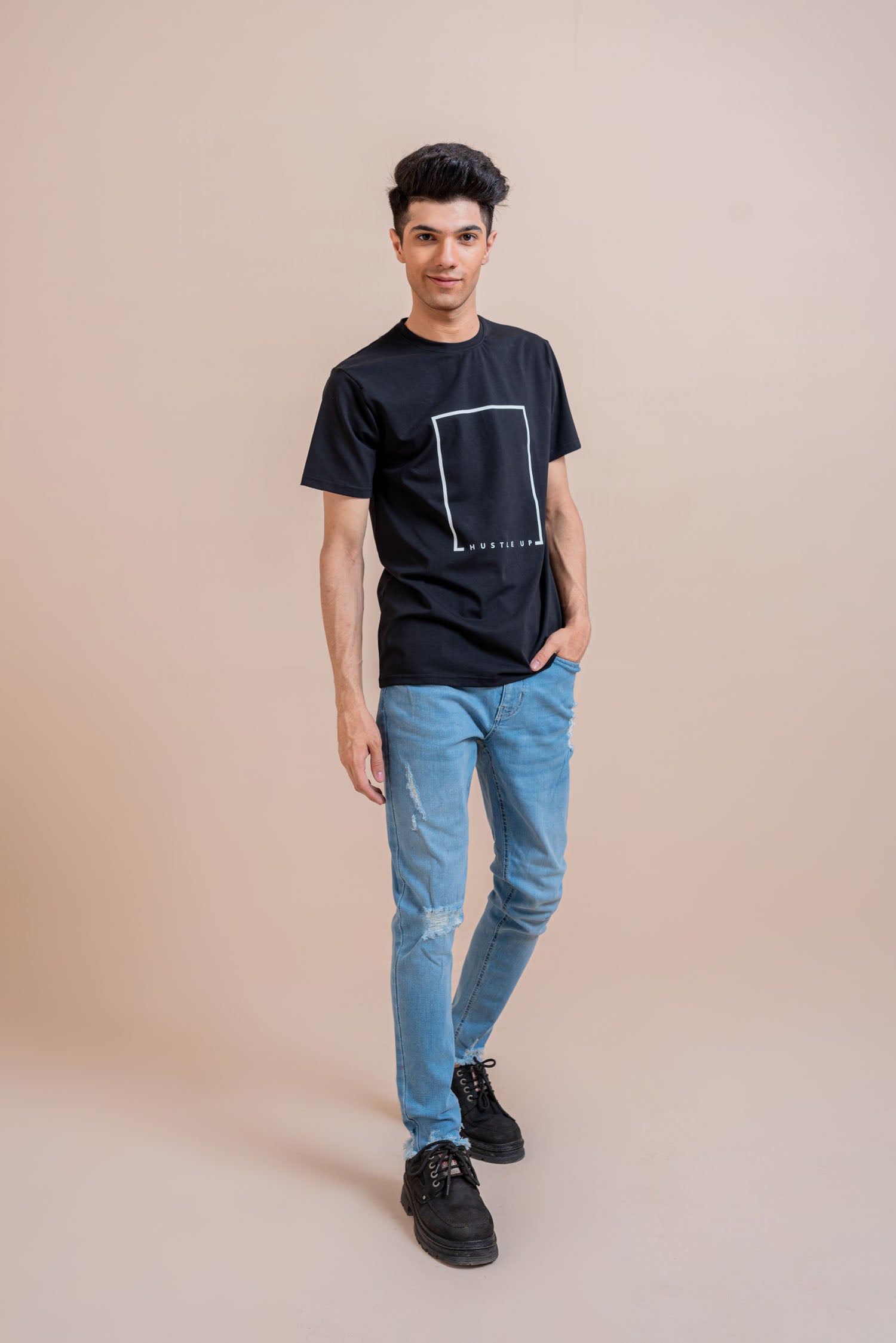 Black Hustle Up Graphic Minor Fault T-shirt - Hustle N Holla