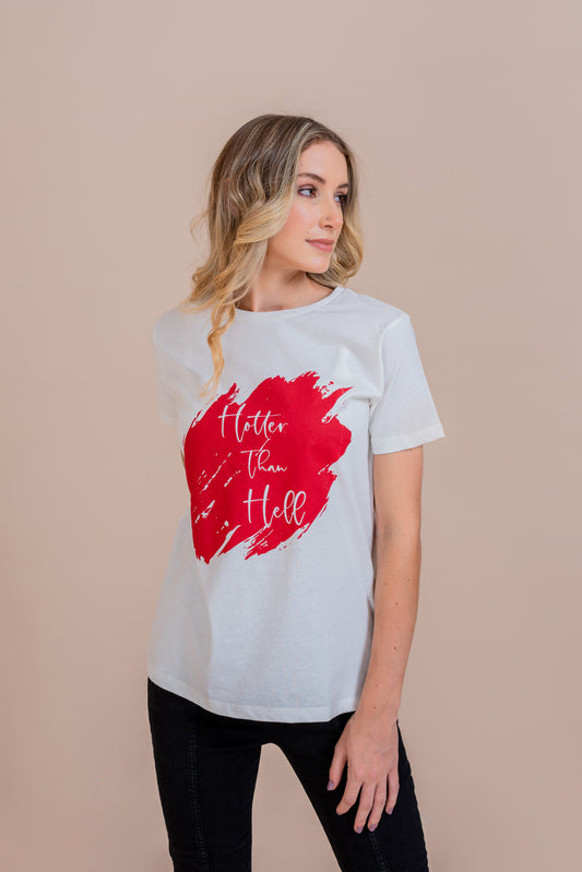 White Hotter than Hell Print T-shirt - Hustle N Holla