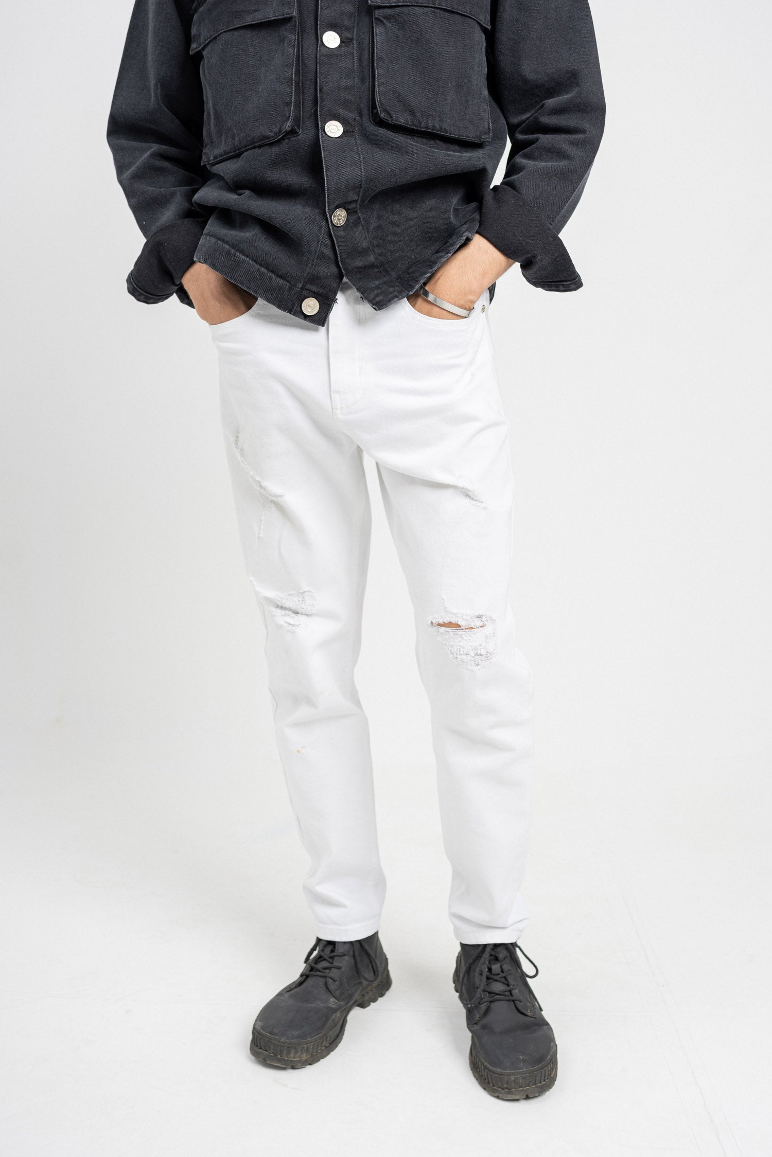 HNH Raw White Fit Jeans