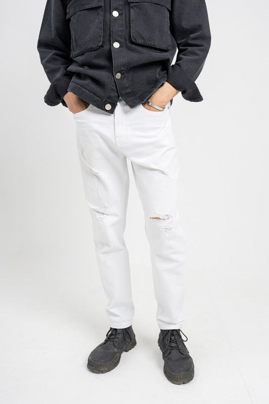 HNH Raw White Fit Jeans - Hustle N Holla