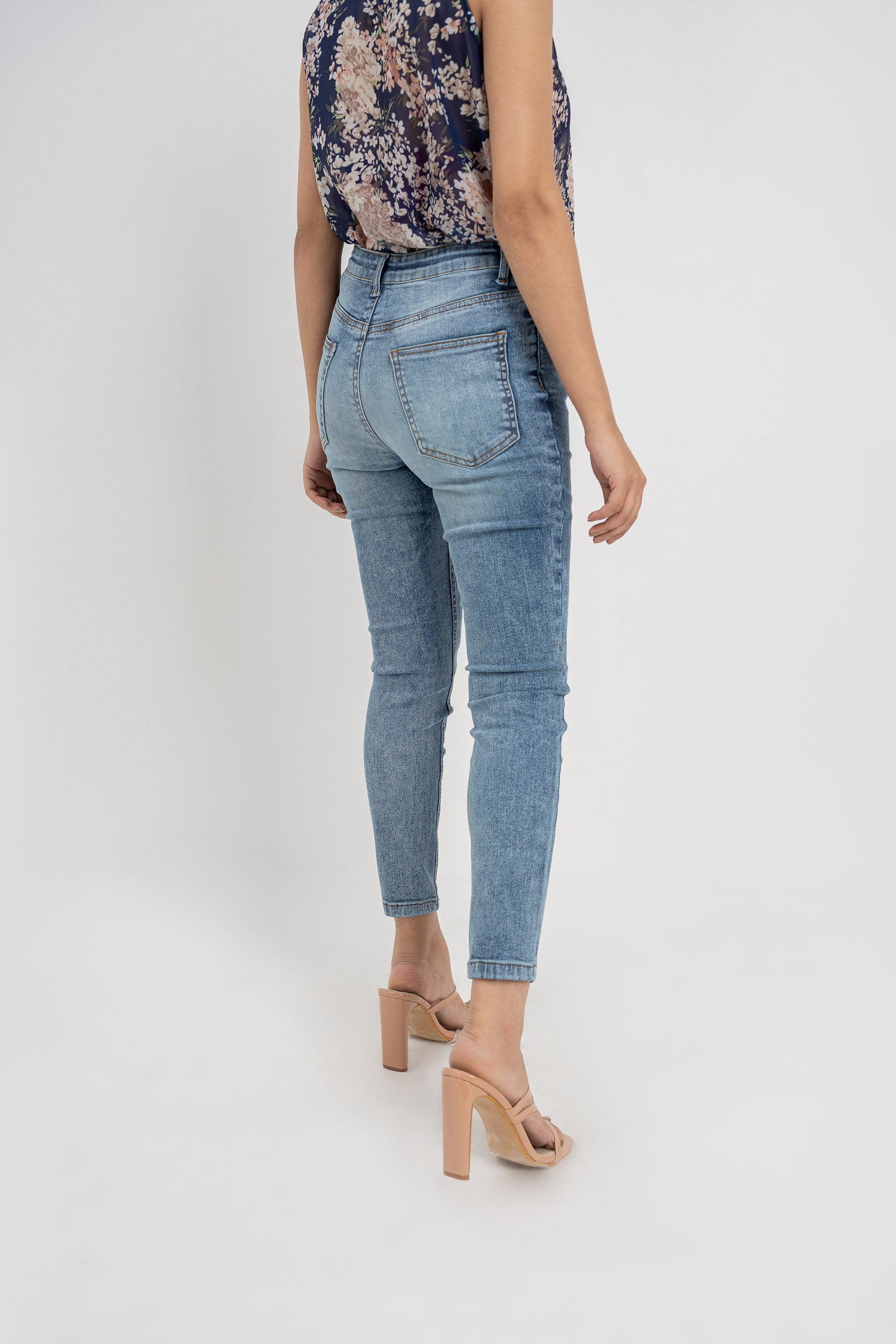 HNH Faded Blue Skinny Fit Minor Fault Jeans - Hustle N Holla