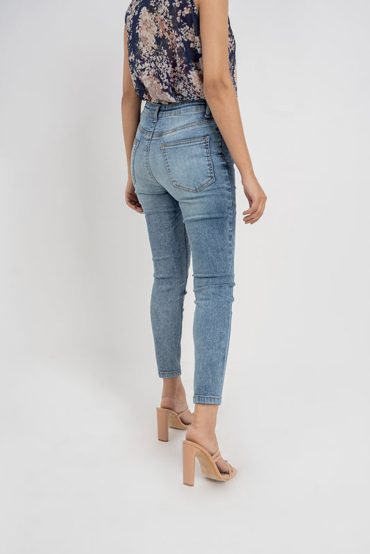 HNH Faded Blue Skinny Fit Minor Fault Jeans - Hustle N Holla