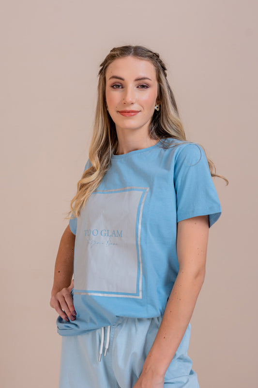Blue Too Glam Print T-shirt - Hustle N Holla
