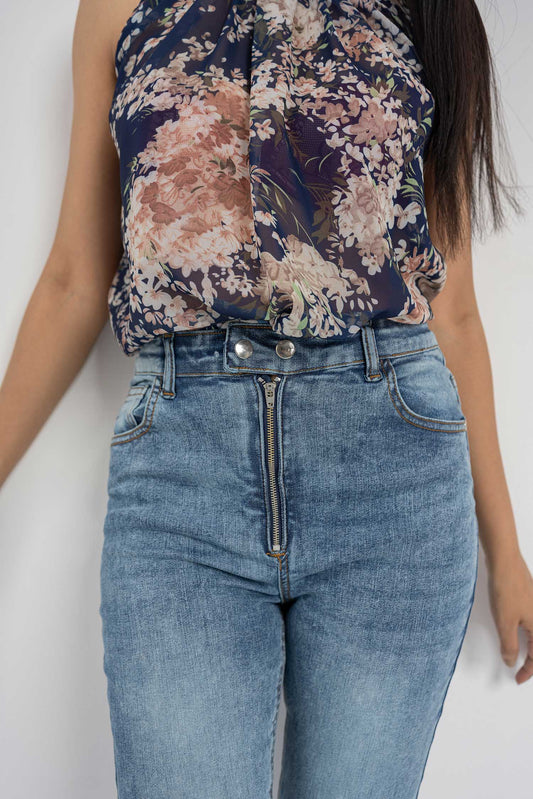 HNH Faded Blue Skinny Fit Minor Fault Jeans - Hustle N Holla