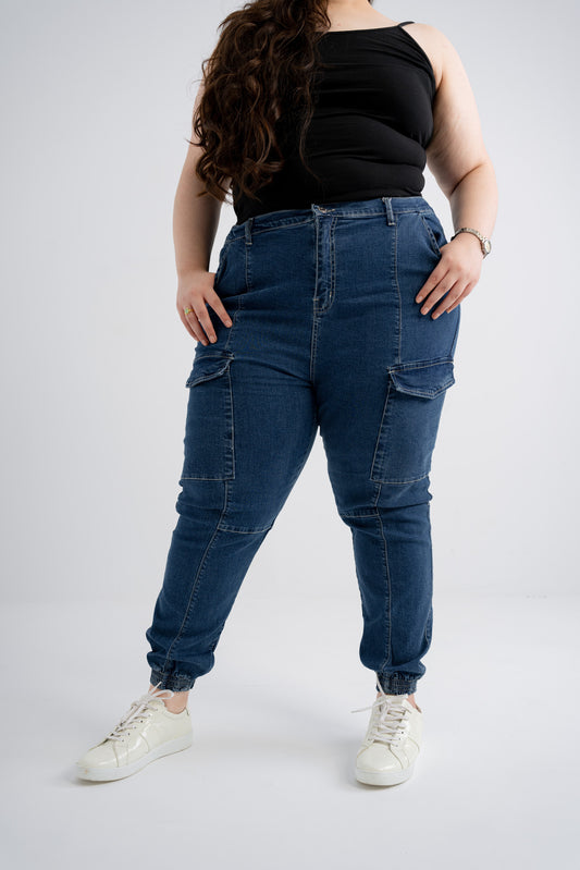 Deep Blue Cargo Plus Size Jogger - Hustle N Holla
