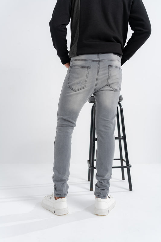 Grey Ripped Skinny Fit Jeans