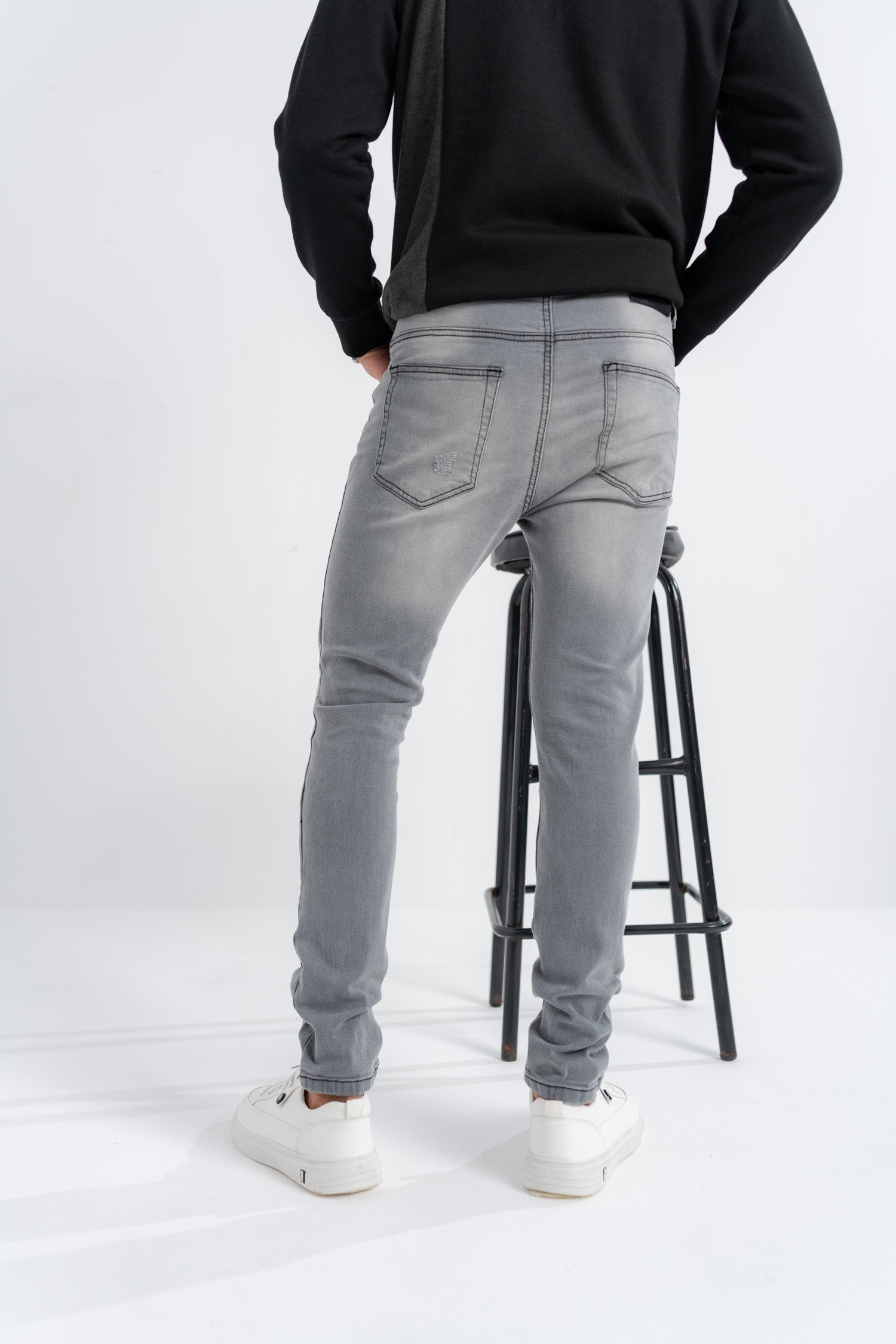 Grey Ripped Skinny Fit Jeans - Hustle N Holla