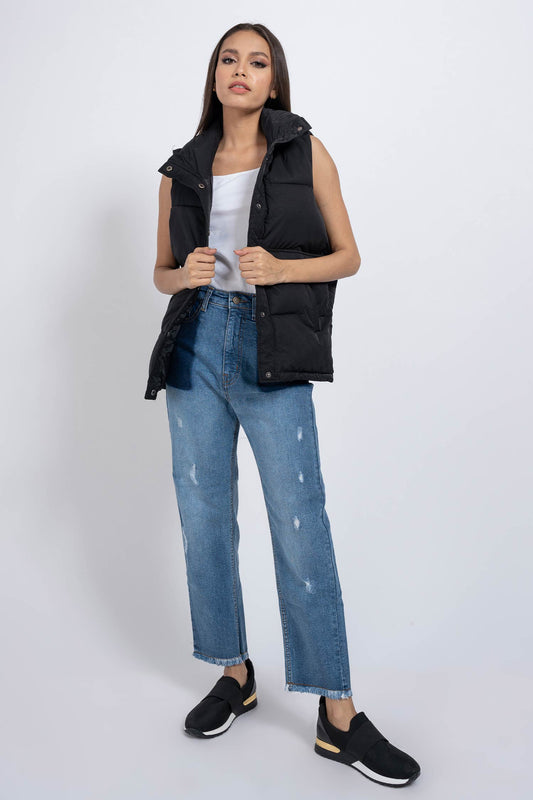 Black Sleeveless Quilted Jacket - Hustle N Holla