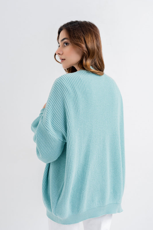 Oversized Aqua Sweater