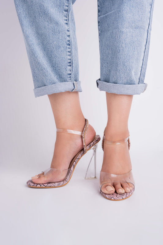 Vinyl Strap with Printed Bottom Pink Heels - Hustle N Holla