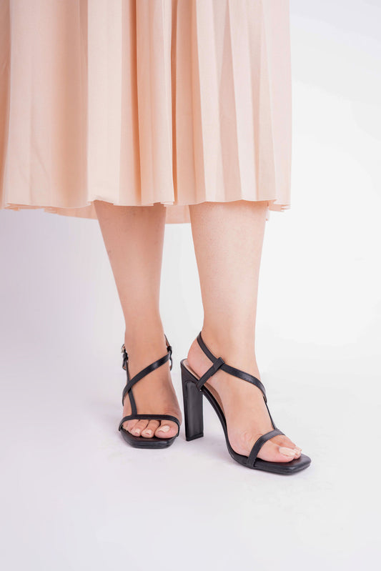 Black Strappy Slingback High Heels - Hustle N Holla