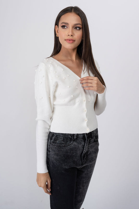 White Long Sleeve Cardigan - Hustle N Holla
