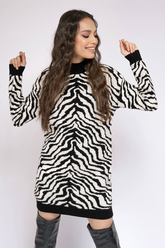 Zebra Print Loong Sleeve Jumper - Hustle N Holla