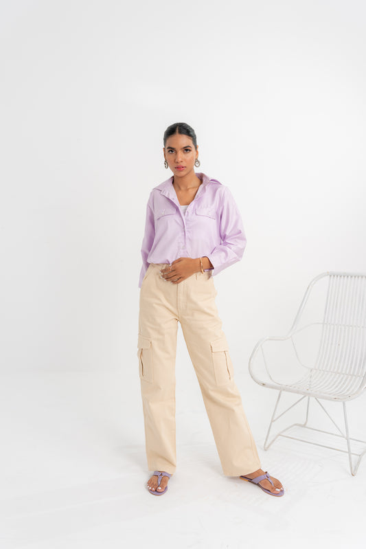 Beige Cargo Pocketed Jeans - Hustle N Holla