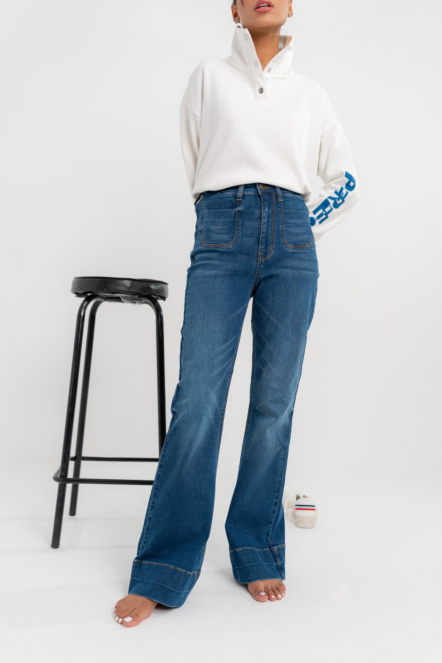 Deep Blue Flared Leg Jeans - Hustle N Holla