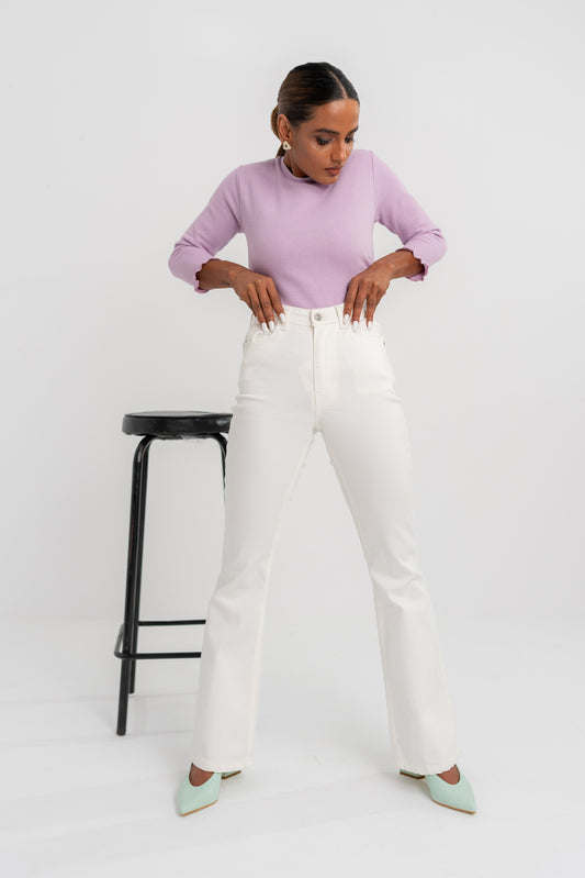 White Flared Leg Jeans - Hustle N Holla