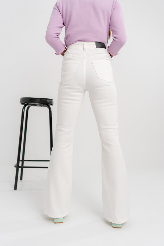 White Flared Leg Jeans - Hustle N Holla