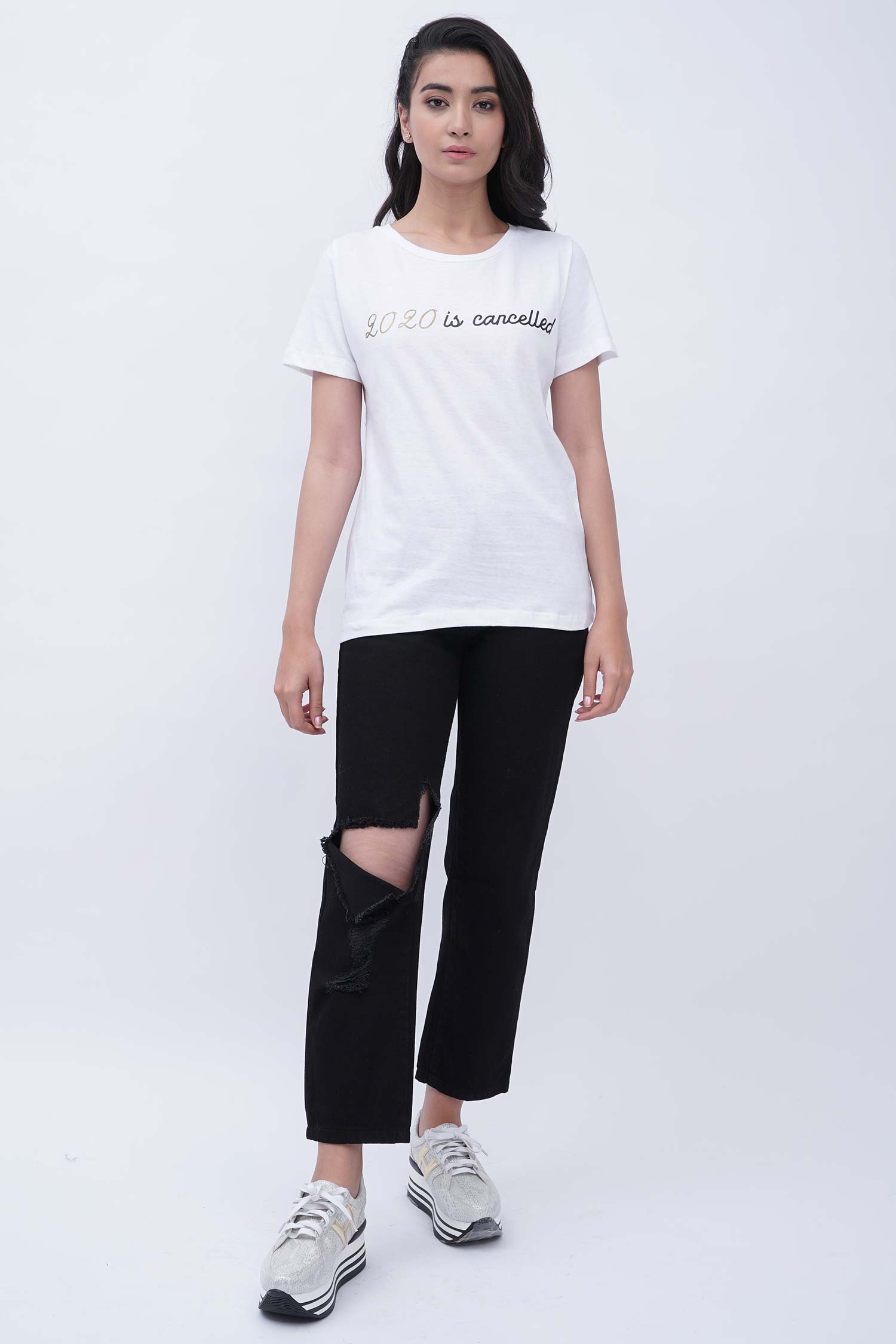 Luna Slogan White T-Shirt - Hustle N Holla