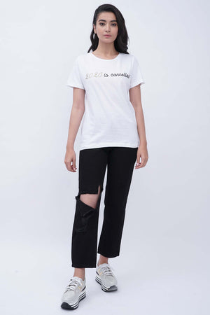 Luna Slogan White T-Shirt - Hustle N Holla