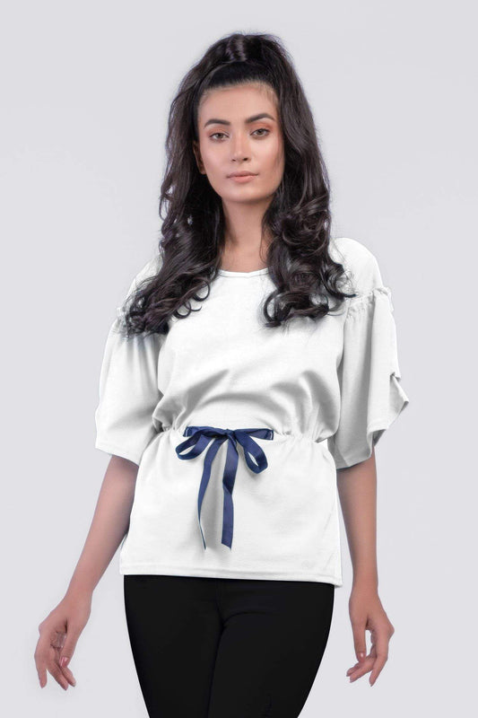 Mazzy Tie Front White Blouse